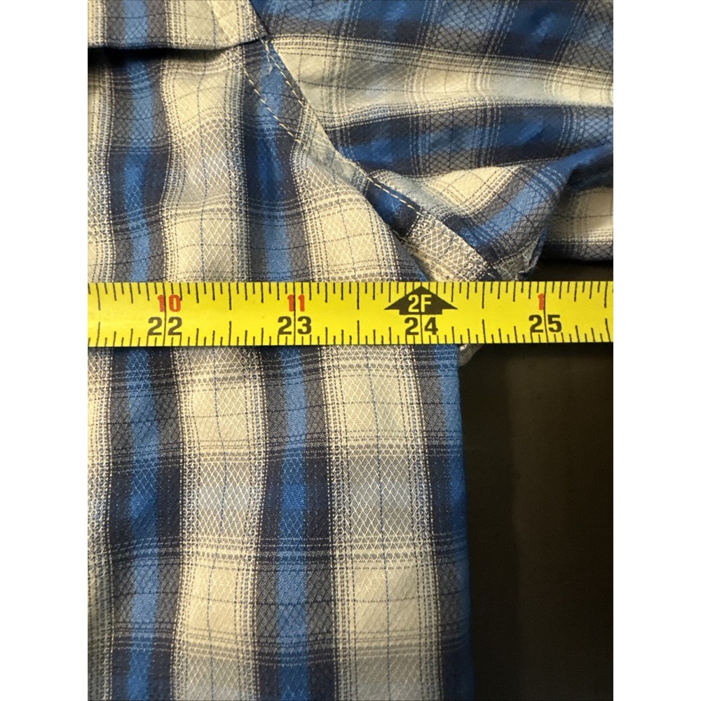 CC Filson Vented Long Sleeve Button Down Shirt Men Sz L Large Blue Plaid Pockets - Picture 6 of 8